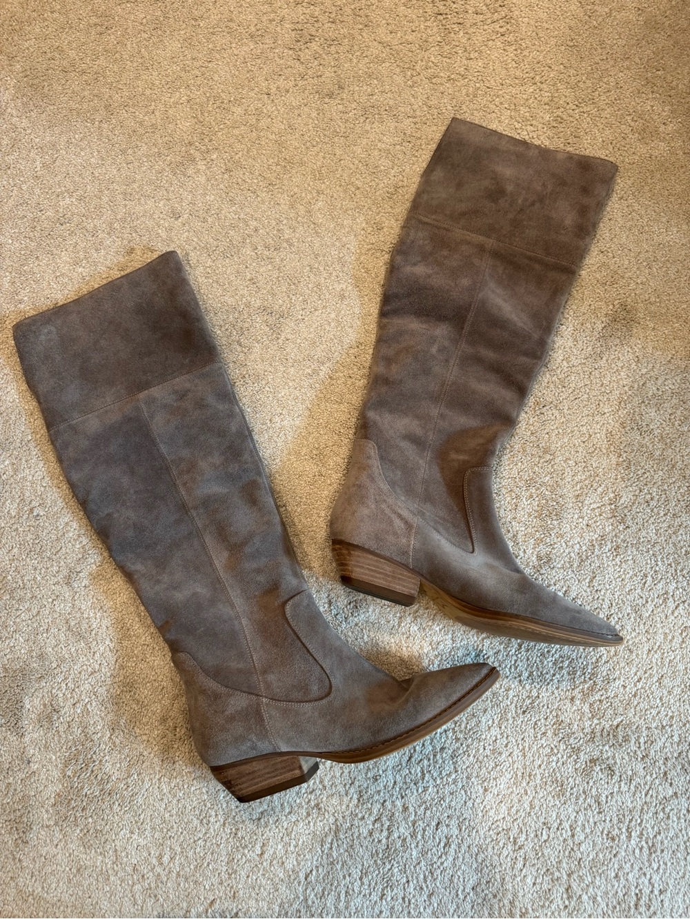 Marc Fisher LTD Over-the-Knee Suede Boots — Taupe Gray